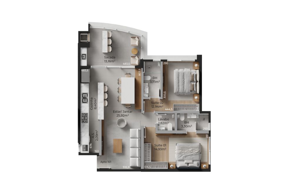 Torre 03 Apartamento Tipo 01