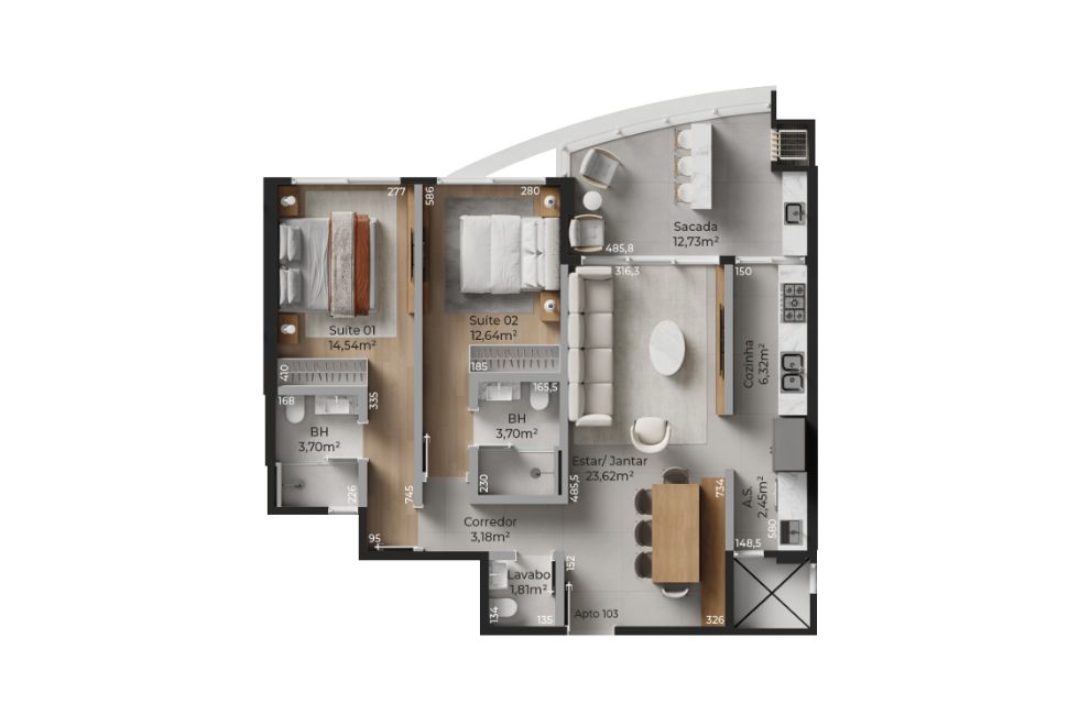 Torre 03 Apartamento Tipo 03