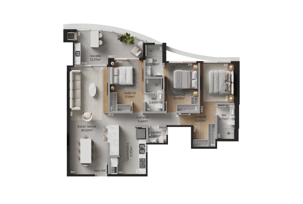 Torre 04 Apartamento Tipo 03