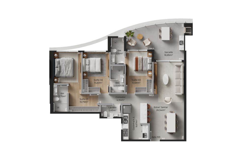 Torre 05 Apartamento Tipo 03